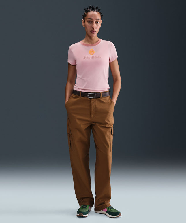 Nike Womens Sportswear Chill Cropped Knit Tee - Pink Glaze