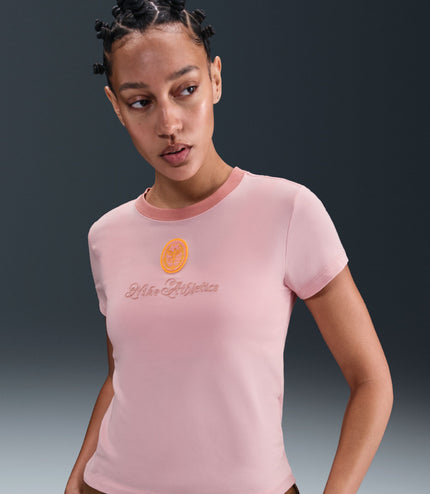 Nike Womens Sportswear Chill Cropped Knit Tee - Pink Glaze