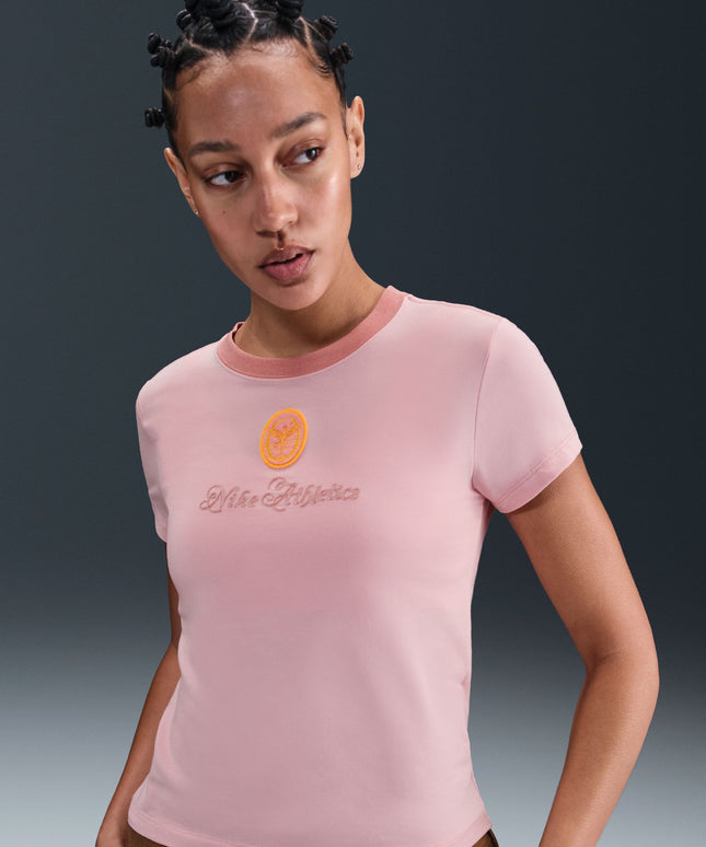 Nike Womens Sportswear Chill Cropped Knit Tee - Pink Glaze