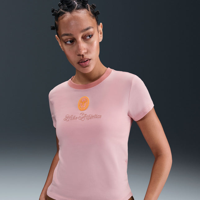 Nike Womens Sportswear Chill Cropped Knit Tee - Pink Glaze