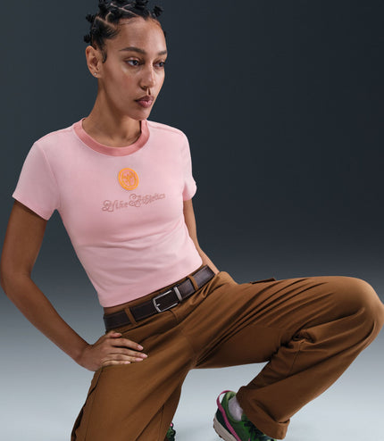 Nike Womens Sportswear Chill Cropped Knit Tee - Pink Glaze