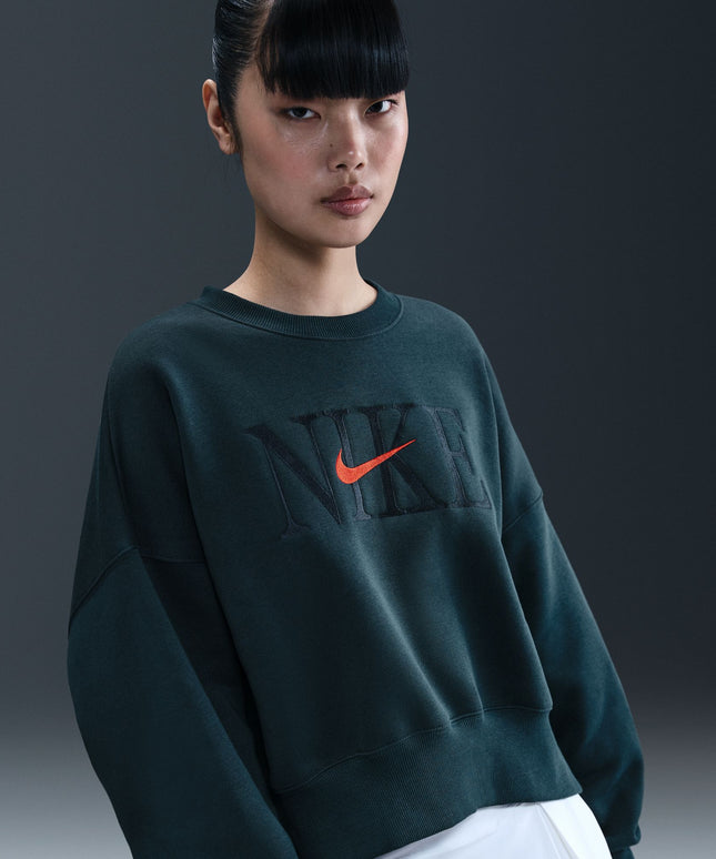 Nike Womens Phoenix Fleece Cropped Crewneck - Armory Navy
