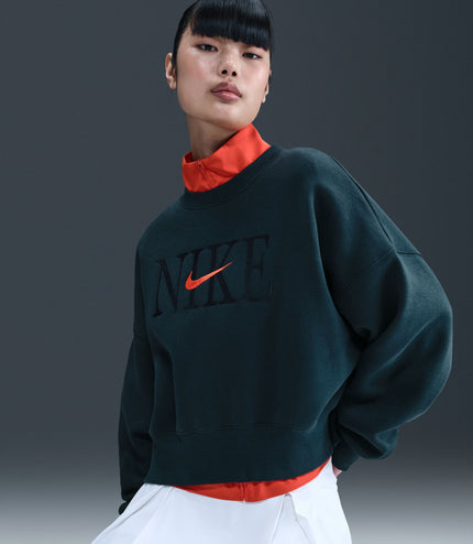 Nike Womens Phoenix Fleece Cropped Crewneck - Armory Navy