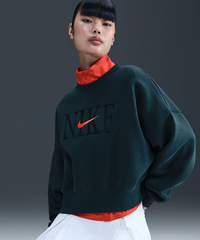 Nike Womens Phoenix Fleece Cropped Crewneck - Armory Navy
