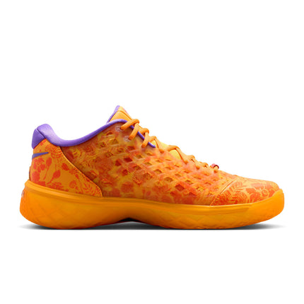 Nike Kobe Protro 3 basketball sneaker in safety orange and picante red featuring a floral print mesh and textured sole.