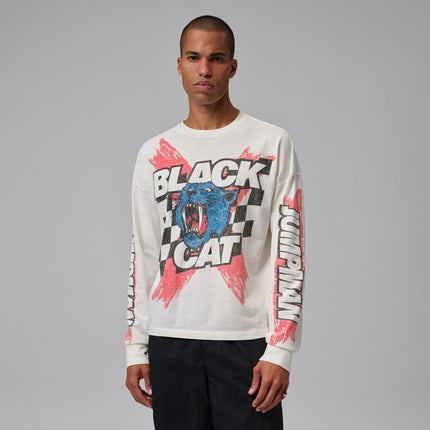 Air Jordan Mens Black Cat Long Sleeve - Cream