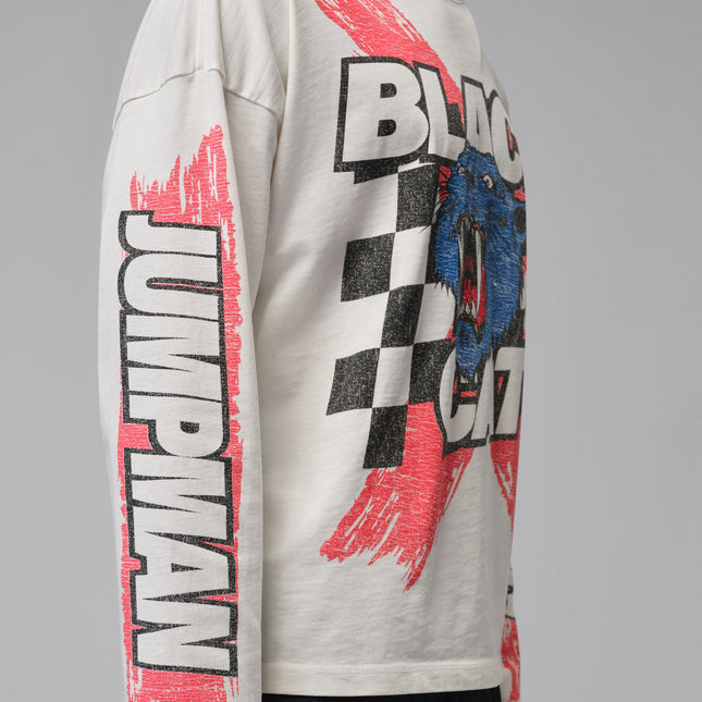 Air Jordan Mens Black Cat Long Sleeve - Cream