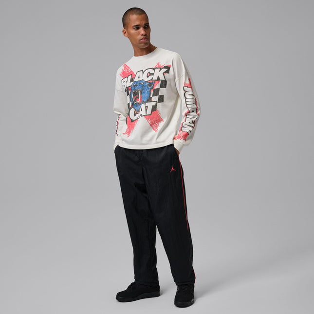 Air Jordan Mens Black Cat Long Sleeve - Cream