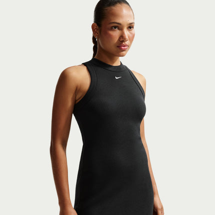 Nike Womens Chill Knit Tight Ribbed Tank Dress - Black