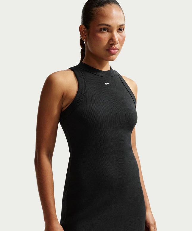Nike Womens Chill Knit Tight Ribbed Tank Dress - Black