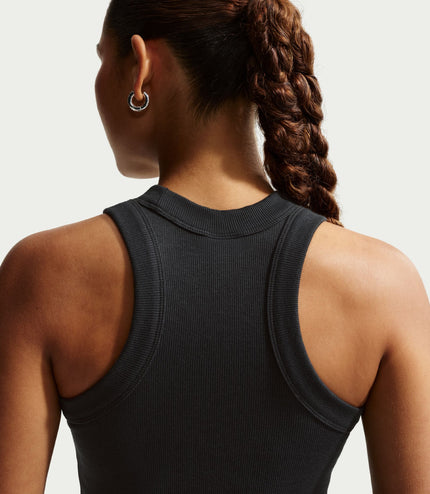 Nike Womens Chill Knit Tight Ribbed Tank Dress - Black