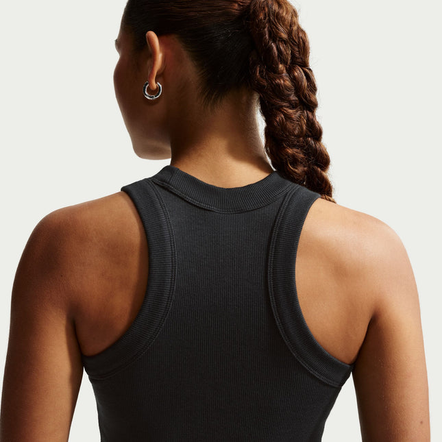 Nike Womens Chill Knit Tight Ribbed Tank Dress - Black