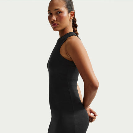 Nike Womens Chill Knit Tight Ribbed Tank Dress - Black