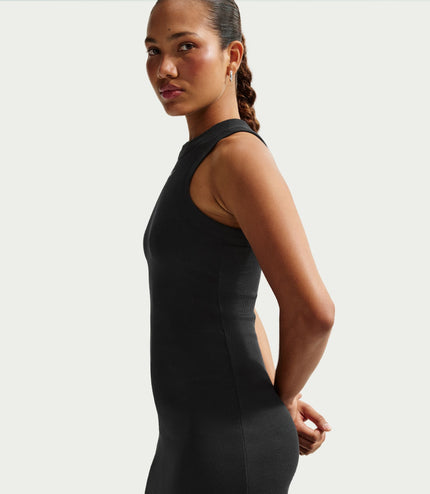 Nike Womens Chill Knit Tight Ribbed Tank Dress - Black