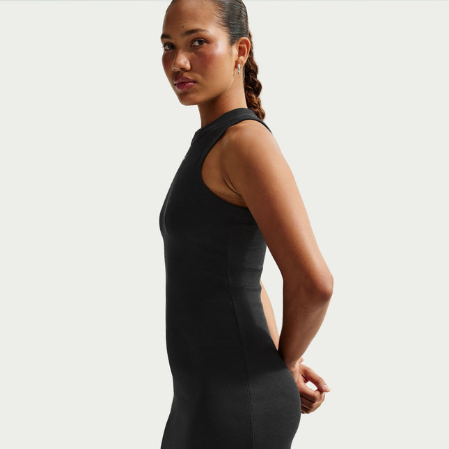 Nike Womens Chill Knit Tight Ribbed Tank Dress - Black