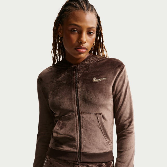 Nike Womens Full Zip Long Sleeve - Baraque Brown