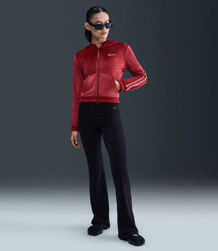 Nike Womens Plush Velour Full-Zip Jacket - Team Crimson