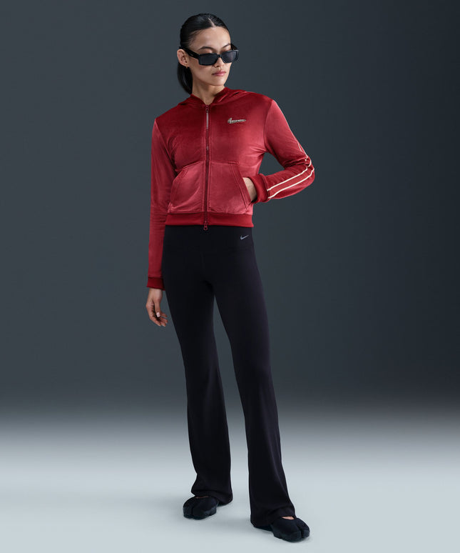 Nike Womens Plush Velour Full-Zip Jacket - Team Crimson