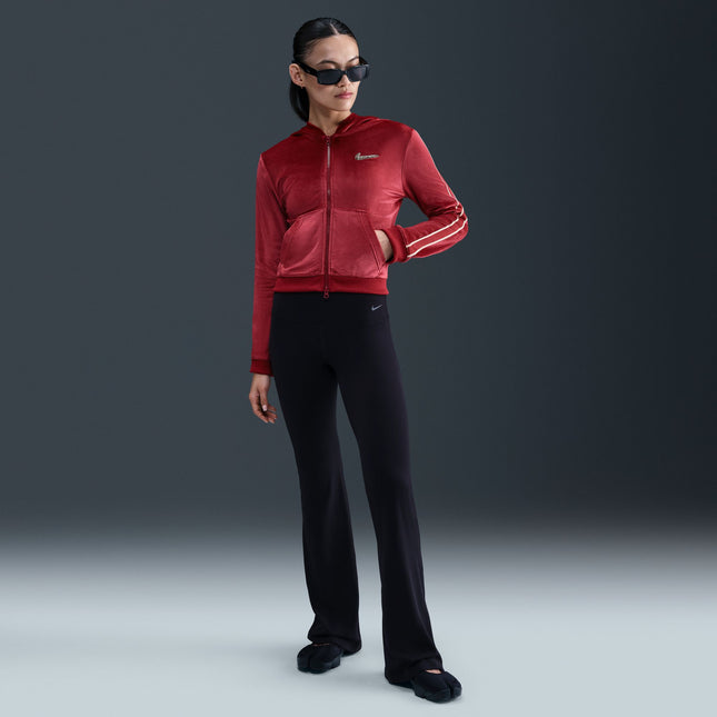 Nike Womens Plush Velour Full-Zip Jacket - Team Crimson