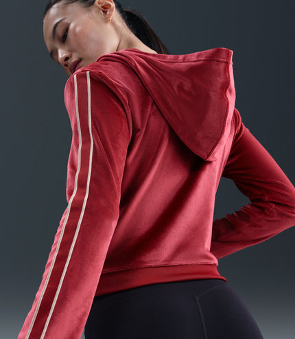 Nike Womens Plush Velour Full-Zip Jacket - Team Crimson