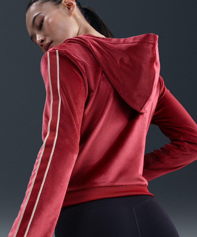 Nike Womens Plush Velour Full-Zip Jacket - Team Crimson