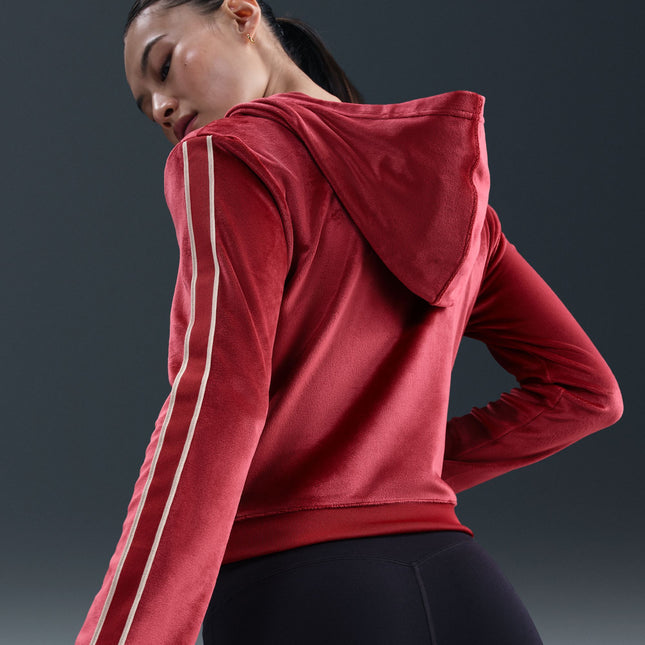 Nike Womens Plush Velour Full-Zip Jacket - Team Crimson