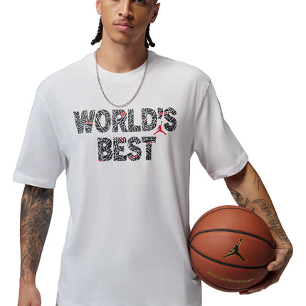Air Jordan Mens World Best Tee - White/University Red