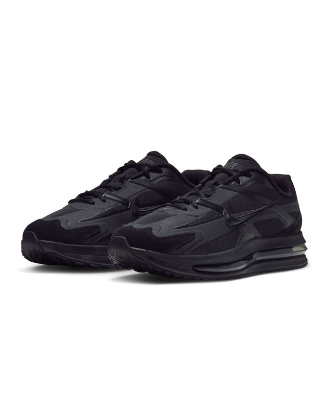 Nike Air Max Metro sneaker in triple black featuring mesh and synthetic overlays with a chunky cushioned sole unit.