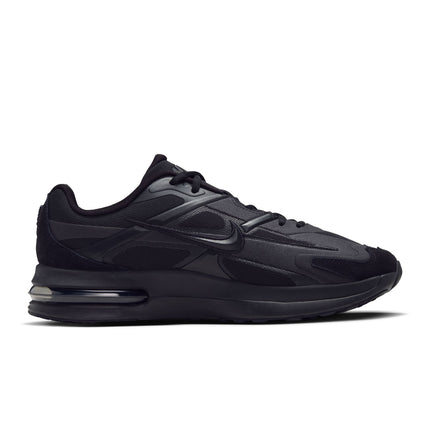 Nike Air Max Metro sneaker in triple black featuring a sleek mesh and synthetic upper with a visible air heel unit.
