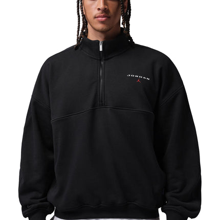 Air Jordan Mens 1/4 Zip Oversized Top - Black