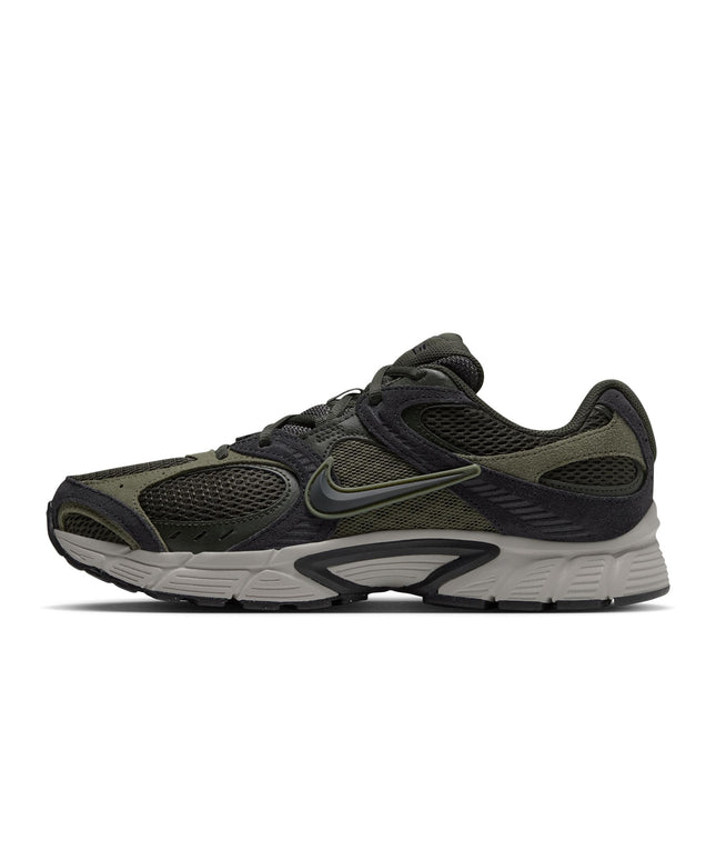Nike V5 RNR sneaker in sequoia olive green suede and breathable black mesh with a gray midsole and black swoosh.