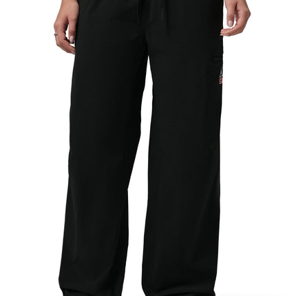 Air Jordan Women's Sport Dome Jam wide-leg athletic pants in black featuring a lightweight, smooth woven fabric finish.