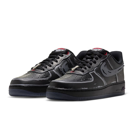 Nike Air Force 1 '07 Scream sneakers in black leather with distressed grey overlays and a dark translucent outsole.