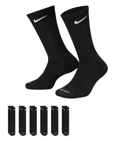 Nike Dri-Fit 6-Pack Cushioned Crew Socks - Black