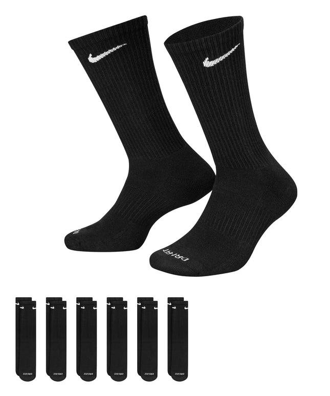 Nike Dri-Fit 6-Pack Cushioned Crew Socks - Black