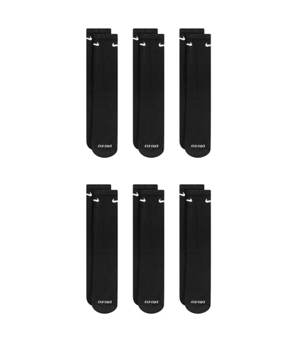 Nike Dri-Fit 6-Pack Cushioned Crew Socks - Black