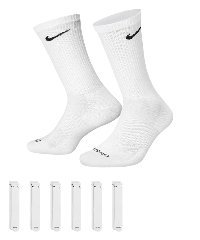 Nike Dri-Fit 6-Pack Cushioned Crew Socks - White