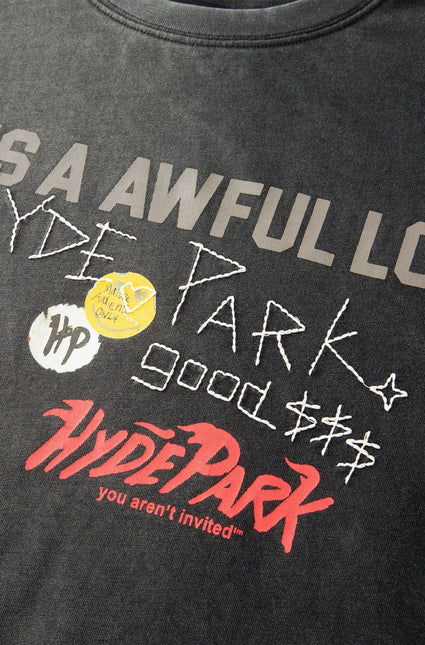 Hyde Park x ALOCS Stickered Up Tee - Black Wash