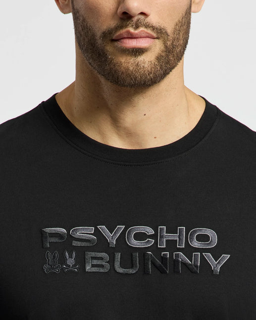 Psycho Bunny Berni Embroidered Wordmark Tee - Black