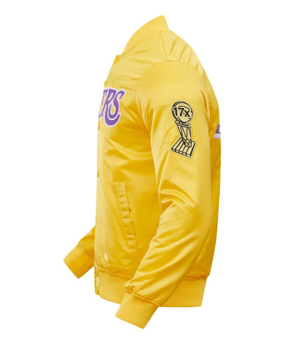 Pro Standard LA Lakers Big Logo Satin Jacket - Gold
