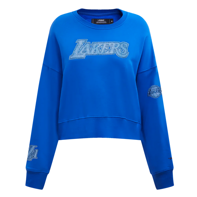Pro Standard Womens LA Lakers Varsity Blues Cropped Crewneck - Royal Blue