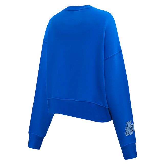 Pro Standard Womens LA Lakers Varsity Blues Cropped Crewneck - Royal Blue