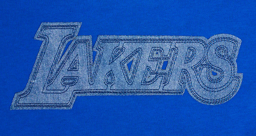 Pro Standard Womens LA Lakers Varsity Blues Cropped Crewneck - Royal Blue