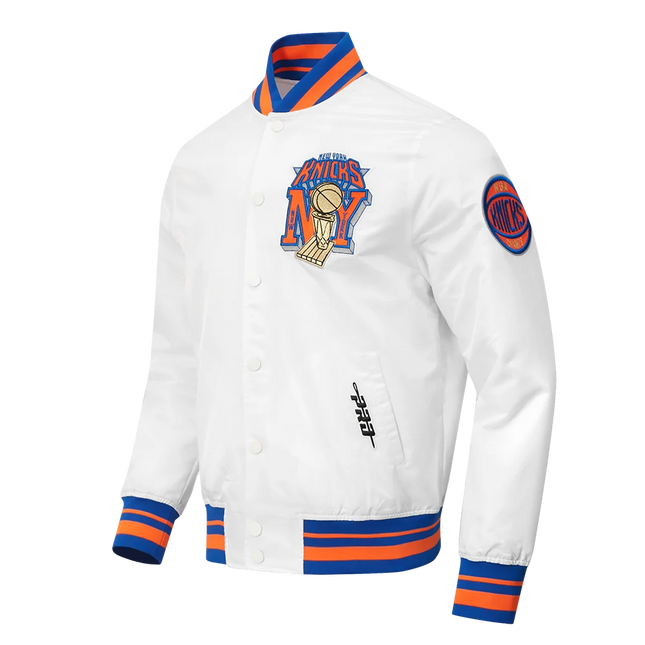 Pro Standard NY Knicks Champs Satin Jacket - White