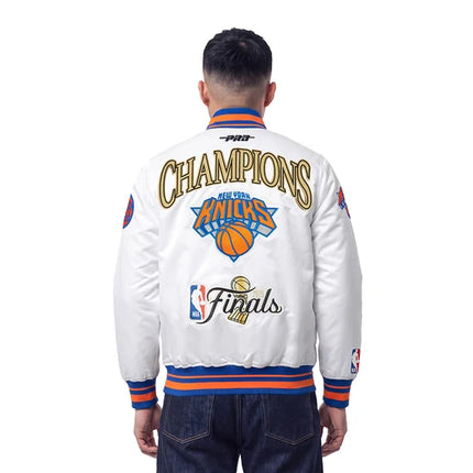 Pro Standard NY Knicks Champs Satin Jacket - White