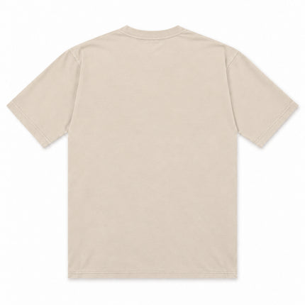 Boss Orange Thinking Tee by Hugo Boss in tan cotton with a smooth finish, shown from the plain back view.