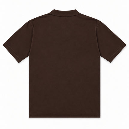 Hugo Boss Pallas polo shirt in a solid dark brown cotton fabric featuring a classic collar and short sleeves.