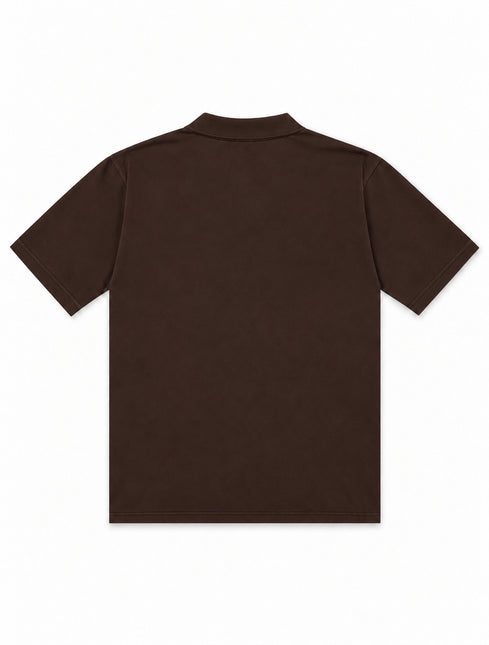 Hugo Boss Pallas polo shirt in a solid dark brown cotton fabric featuring a classic collar and short sleeves.