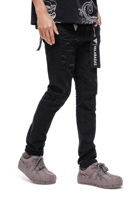 Valabasas Collage Skinny Denim Jet Black - Jet Black