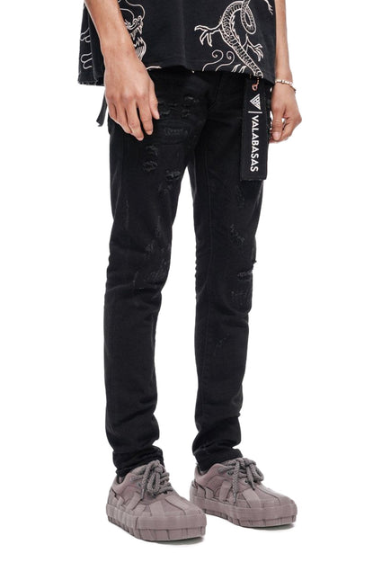 Valabasas Collage Skinny Denim Jet Black - Jet Black